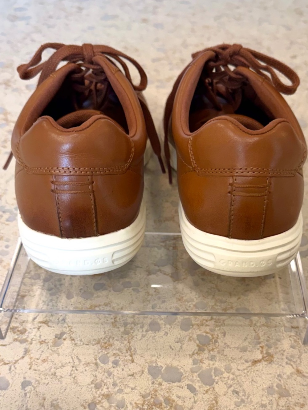 Men's Cole Haan Size 11.5M Cognac Leather Lace Up Sneakers, Arch Support - Picture 2 of 7